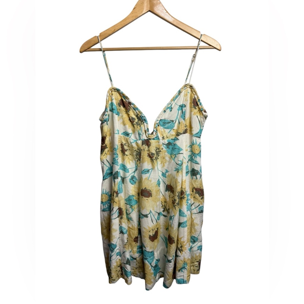 Free People Altura Printed Mini Dress NWT Large Sunflower Combo - Picture 3 of 5